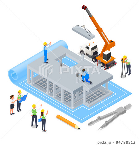 Isometric Architect Construction Composition Isometric Architect Construction Composition 94788512