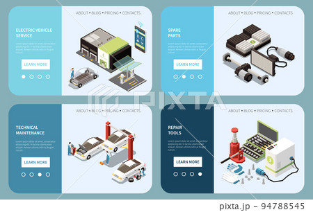 Electric Vehicle Service Isometric Landing Pages 94788545