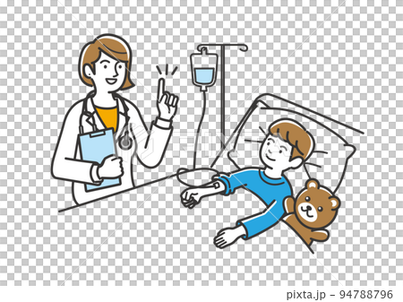 檢查兒童患者病情的女醫生的插圖素材 94788796