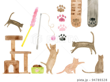猫の手描き水彩イラスト 94789328