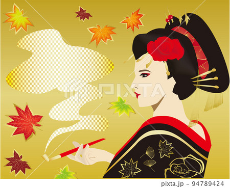 キセルを吸う花魁 94789424