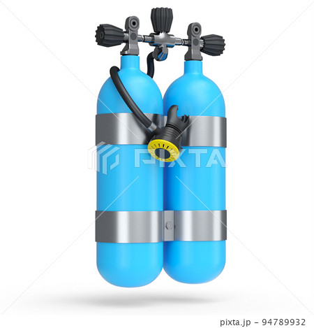 Blue diving tanks or balloons full oxygen for snorkeling isolated on a white 94789932