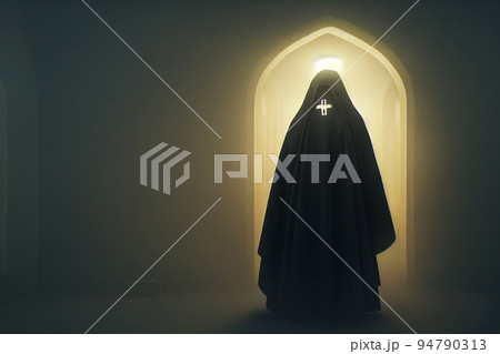 Halloween concept background of skeleton ghost in old Horror house. Halloween concept background of skeleton ghost in old Horror house. 94790313