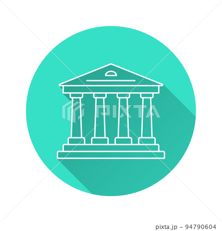 Bank icon with long shadow for graphic and web design. 94790604