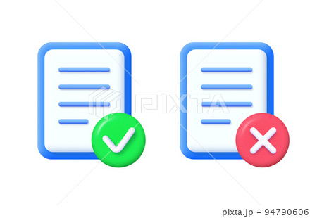 3d document icon with right and wrong button. Vector illustration. 94790606