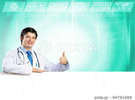 Doctor with banner Doctor with banner 94791609