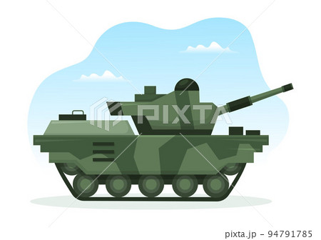 Military Army Force Template Hand Drawn Cute Cartoon Flat Illustration with Soldier, Weapon, Tank or Protective Heavy Equipment 94791785