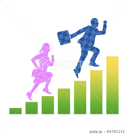 成績が上がる社会人のイラストイメージ チェック柄 成績が上がる社会人のイラストイメージ チェック柄 94792132