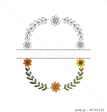 Decoration of Ornament Wreath and Flower Half Vector  94792530