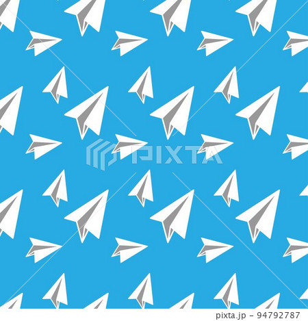 Seamless Pattern White Paper Plane Flying Vector  94792787