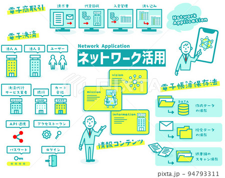 ネットワーク活用のイラストアイコン集 94793311