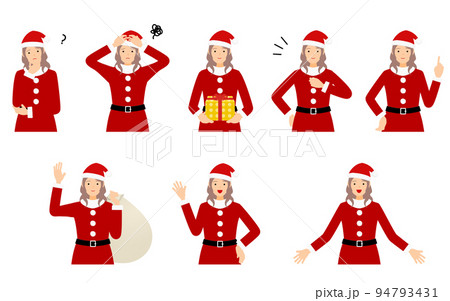 人物のポーズセット、サンタクロース姿の女性 94793431