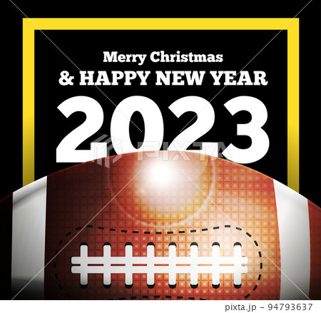 Congratulations on the New Year 2023 on the background of the ball for American football. Vector illustration Congratulations on the New Year 2023 on the background of the ball for American football. Vector illustration 94793637