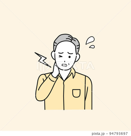 首が痛む中年の男性　頸椎　リンパ　症状　イラスト 94793697