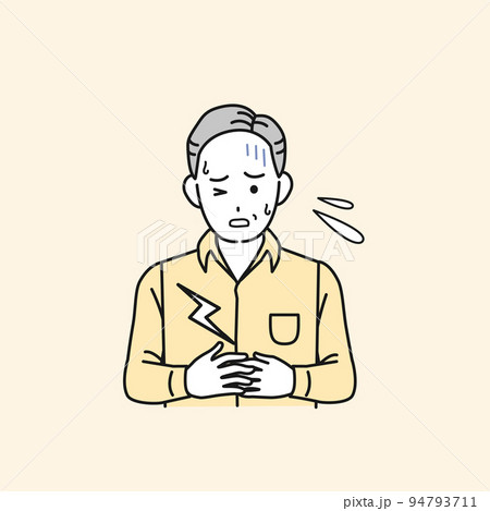 お腹が痛い中年の男性 腹痛 食あたり 食中毒 病気 症状 イラスト お腹が痛い中年の男性 腹痛 食あたり 食中毒 病気 症状 イラスト 94793711