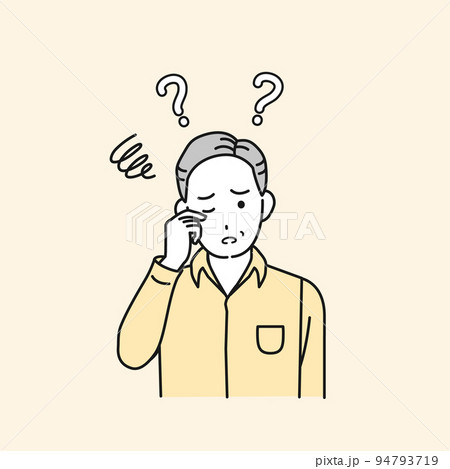 視力が悪くなる中年の男性　視えない　眼　老眼　視界がぼやける　症状　イラスト 94793719