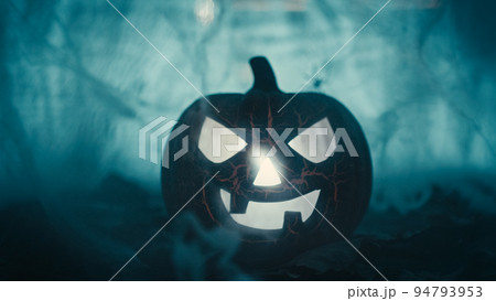 Halloween pumpkin over cobweb threads Halloween pumpkin over cobweb threads 94793953