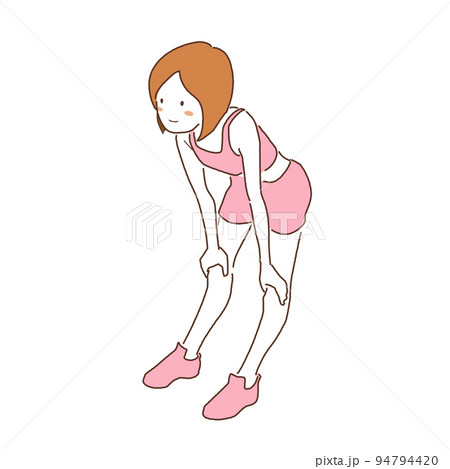 ベクター素材 ダイエット ストレッチ ジム かがむ女性のイラスト素材 [94794420] - PIXTA