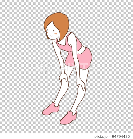 ベクター素材 ダイエット ストレッチ ジム かがむ女性のイラスト素材 [94794420] - PIXTA