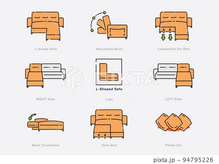 L shape smart sofa icon set L shape smart sofa icon set 94795226
