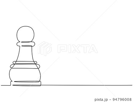 Continuous one line drawing of chess piece pawn. Vector illustration 94796008