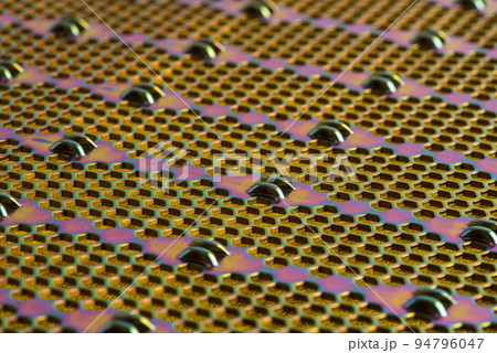 Metal surface with holes perspective view background 94796047