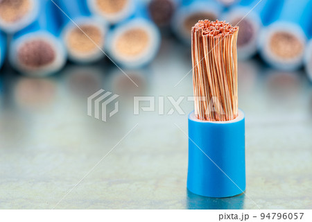 Scrap of Electrical Copper Cable on Metal Surface Scrap of Electrical Copper Cable on Metal Surface 94796057