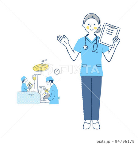カルテを持っている医師と手術シーン 94796179