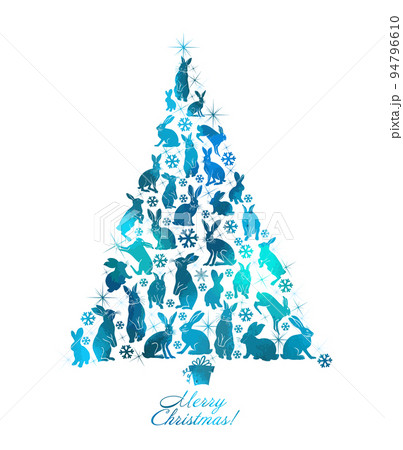 Tree of hares. Happy New Year 2023. Beautiful christmas card. Vector illustration 94796610