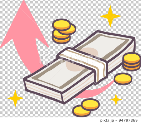 お金が増える 昇給 ボーナス 給料 金運アップのイラスト素材 お金が増える 昇給 ボーナス 給料 金運アップのイラスト素材 94797869