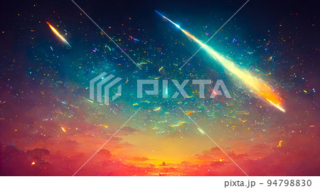 abstract background of outer space with ultra bright stars and comets on the theme of explosions and 94798830