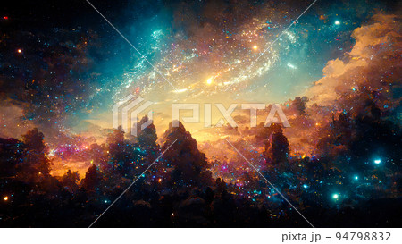 space fantasy landscape with stars and nebulae in deep space universe 94798832