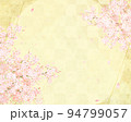 美しい桜ー金箔ー市松模様ー和紙の壁紙ーキラキラゴールド豪華絢爛背景素材フレーム 94799057