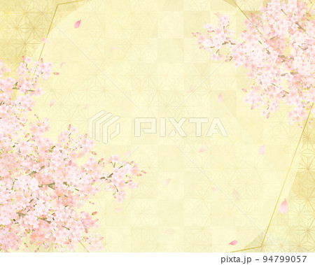 美しい桜ー金箔ー市松模様ー和紙の壁紙ーキラキラゴールド豪華絢爛背景素材フレーム 美しい桜ー金箔ー市松模様ー和紙の壁紙ーキラキラゴールド豪華絢爛背景素材フレーム 94799057