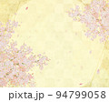 美しい桜ー金箔ー市松模様ー和紙の壁紙ーキラキラゴールド豪華絢爛背景素材フレーム 94799058