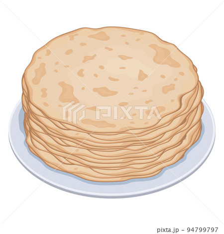 Stack of pancakes on a plate, color vector isolated cartoon-style illustration 94799797