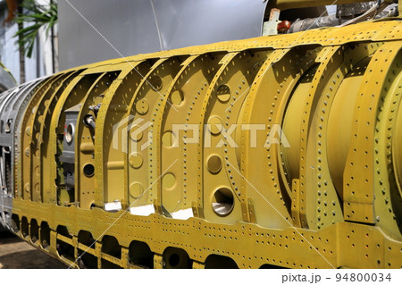 airplane airframe or fuselage without panels installed, The layout of the airplane structural. airplane airframe or fuselage without panels installed, The layout of the airplane structural. 94800034