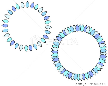 ドロップ型フラワー、ラウンドフレームセット、青い雫 ドロップ型フラワー、ラウンドフレームセット、青い雫 94800446