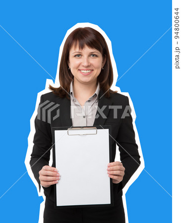 Pretty business woman carrying an empty clipboard. Magazine style isolated Pretty business woman carrying an empty clipboard. Magazine style isolated 94800644