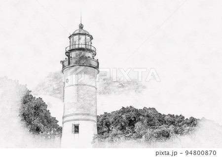 Key West Lighthouse, Florida USA, hand drawn style pencil sketch Key West Lighthouse, Florida USA, hand drawn style pencil sketch 94800870