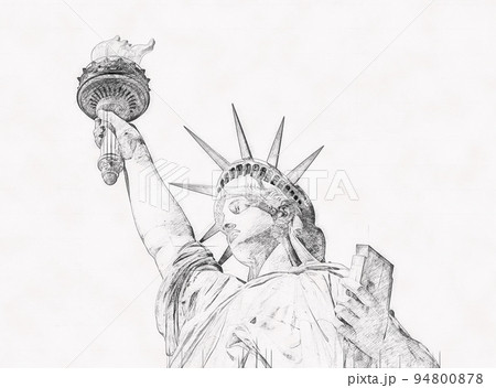 Statue of Liberty, Hand drawn style pencil sketch Statue of Liberty, Hand drawn style pencil sketch 94800878