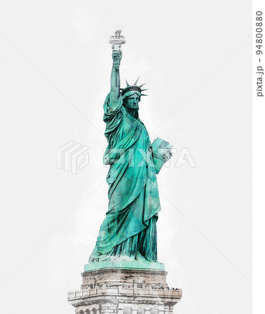 Watercolor painting illustration of the Statue of Liberty isolated on white background Watercolor painting illustration of the Statue of Liberty isolated on white background 94800880