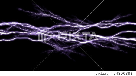 Thunder lightning bolts isolated on black background, abstract electric concept 94800882