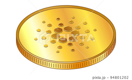 Gold coin Cardano ADA in isometric top view isolated on white. Vector design element. Gold coin Cardano ADA in isometric top view isolated on white. Vector design element. 94801202