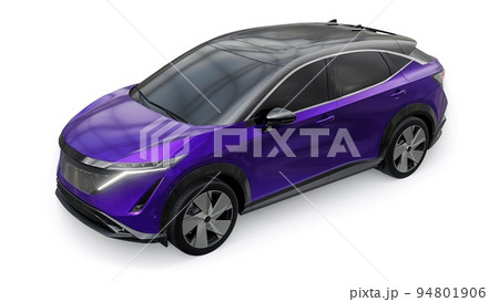 violet electric SUV car of the new generation on a white background. 3d rendering. 94801906