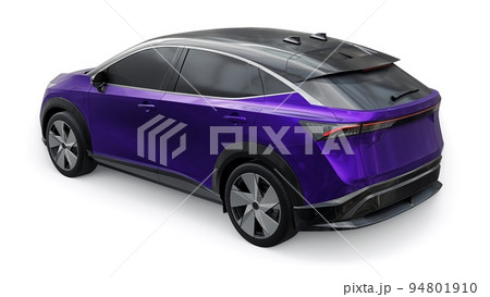 violet electric SUV car of the new generation on a white background. 3d rendering. 94801910
