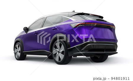 violet electric SUV car of the new generation on a white background. 3d rendering. 94801911