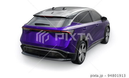 violet electric SUV car of the new generation on a white background. 3d rendering. 94801913