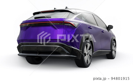 violet electric SUV car of the new generation on a white background. 3d rendering. 94801915