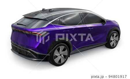 violet electric SUV car of the new generation on a white background. 3d rendering. 94801917